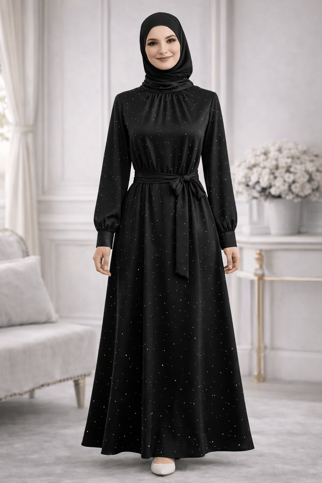 Royal Blue Sparkle Dress with Tie Belt - Dresses by AURA