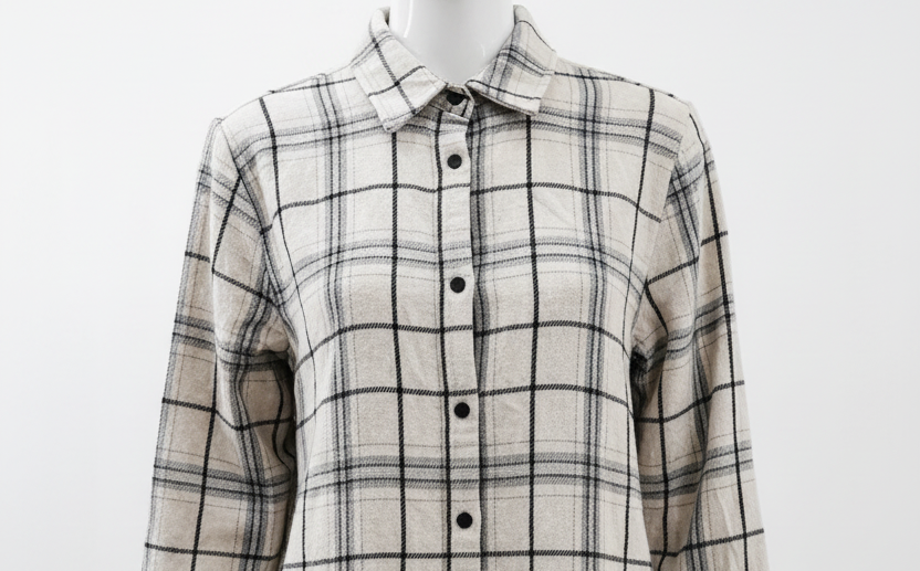 Plaid shirt with a collar on a white background