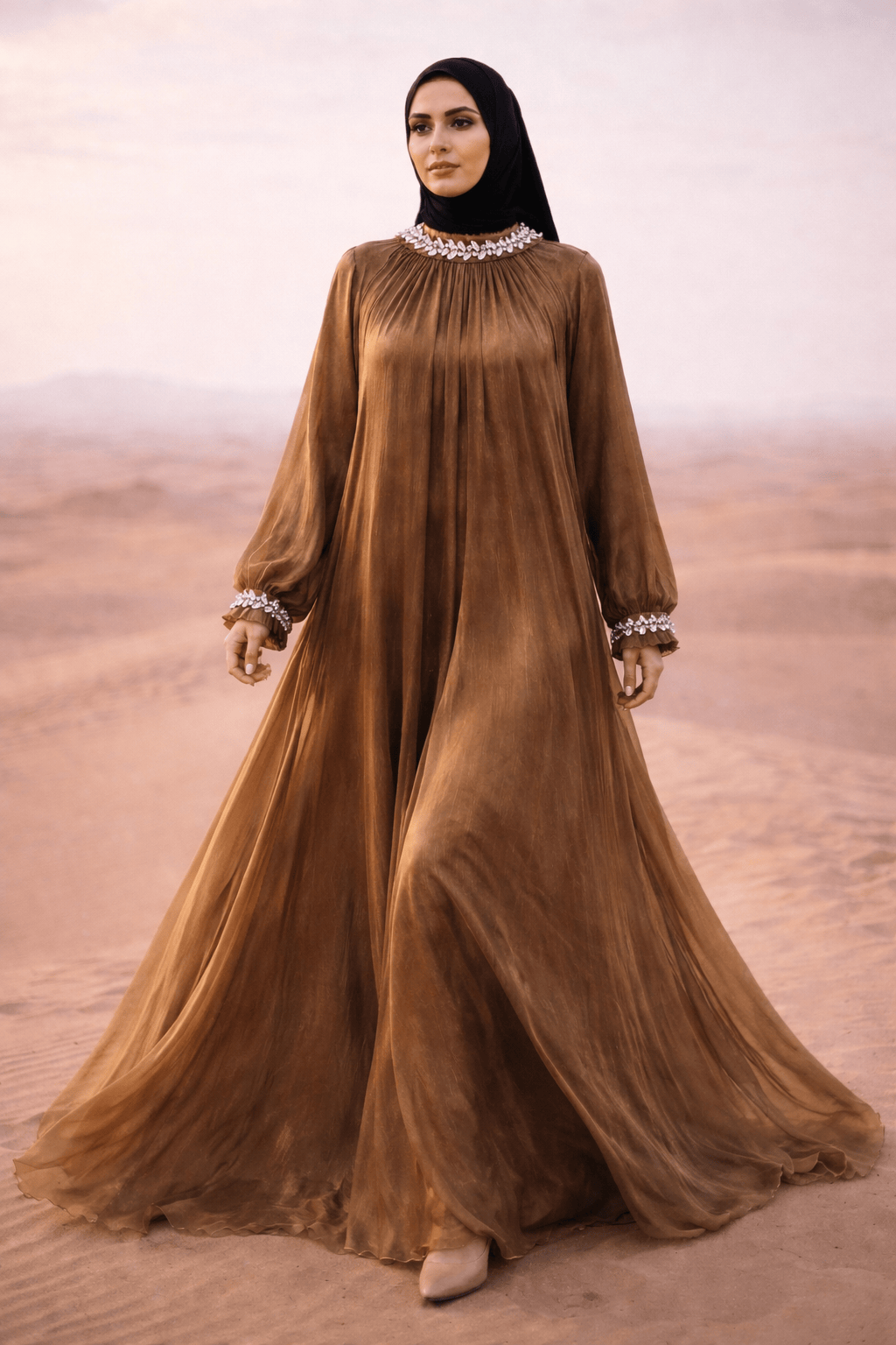 Luxe Embellished Red Abaya with Pearl Details - Abayas by AURA