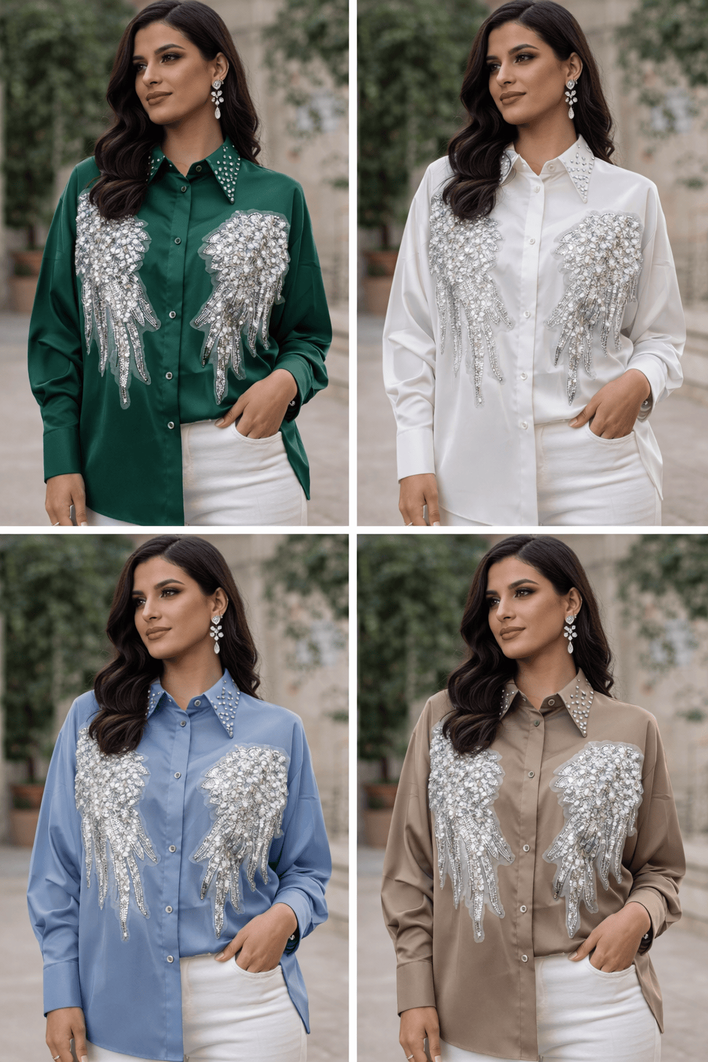 Embellished Wing Shirt - Tops by AURA