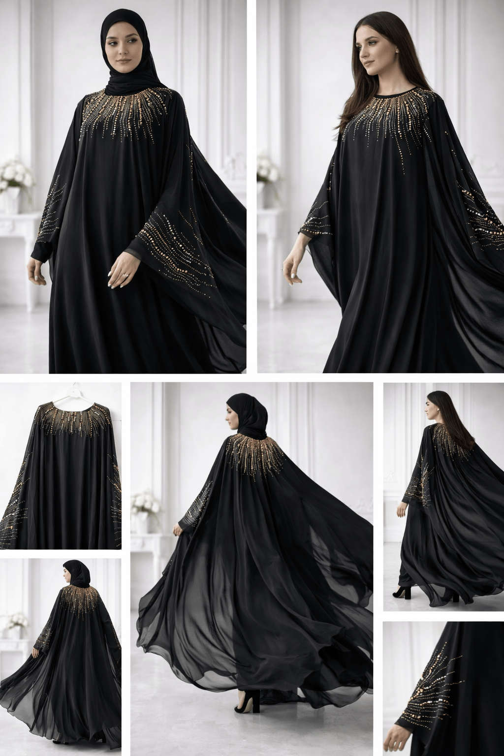 Luxury Black Abaya with Gold Embellishments - Modest Wear by AURA