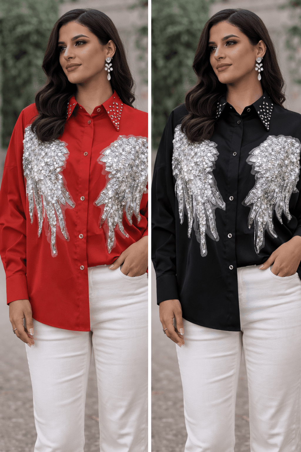 Embellished Wing Shirt - Tops by AURA
